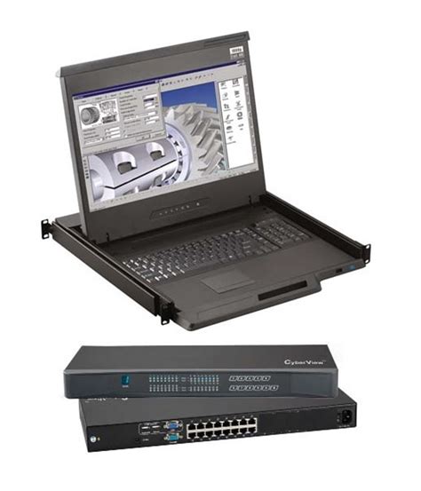 Cyberview 1U 19 1080 LCD Console Integrated W Combo Cat6 16 Port KVM