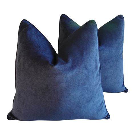 Designer Midnight Blue Velvet Pillows A Pair Chairish