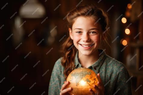 Premium Photo Cheerful Headshot Photo Of A Young Girl With Freckles