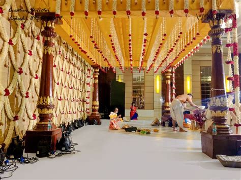 Traditional Wedding Mandap Ideas Wooden Pillars And Flower Decor