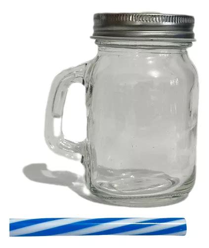 Mini Caneca Ml Mason Jar Vedante Canudo Tampa