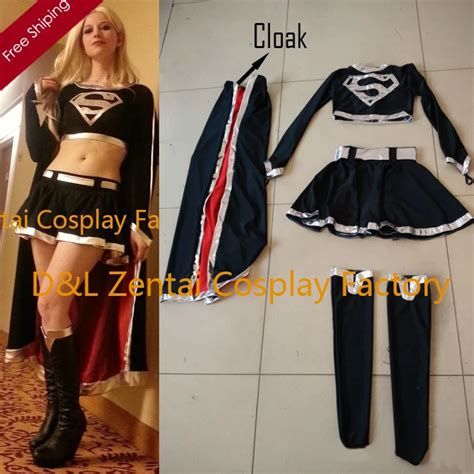 Free Shipping Dhl Adult Superhero Costume Classical Black Supergirl Costume Black Lycraandshiny