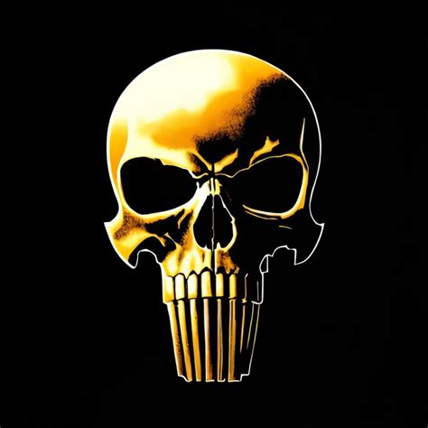 Premium Ai Image A Gold Skull On A Black Background