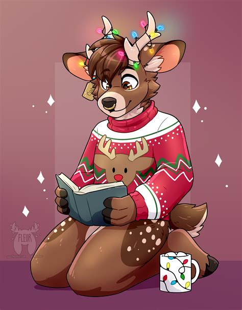 Christmas Deer Art By Me Fleurfurr On Twitter R Furry