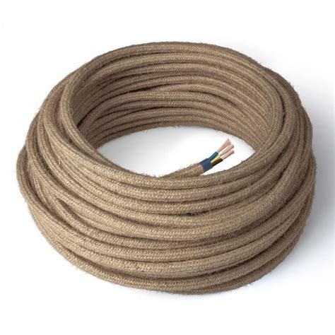 C Ble Lectrique Textile Couleur Jute Rond Jute M Tres Avec Mise