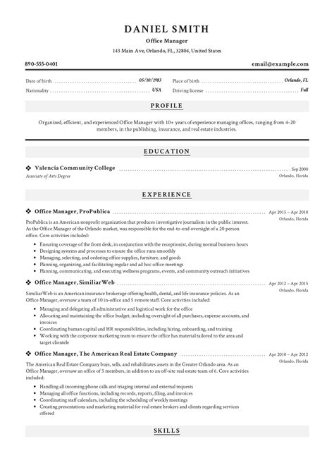 Guide Office Manager Resume 12 Samples Pdf 2019