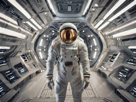 Premium Ai Image Daring Astronaut Space Suit And Helmet Standing In