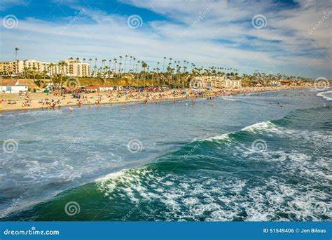 View Of The Beach And Waves In The Pacific Ocean From The Pier I Stock