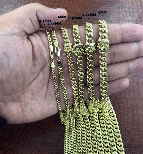 Buy 14k Yellow Gold Hollow Miami Cuban Link Chain 18 24 Inches 650mm