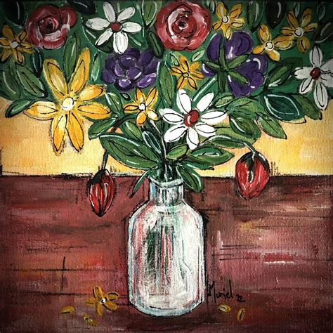 Tableau Toile Acrylique Vase Aux Fleurs Comment Peindre Toile