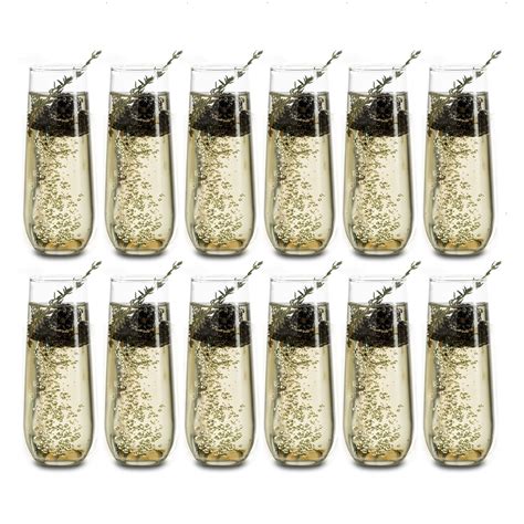 Libbey 12 Pack Stemless Wine Champagne Flutes 8 5 Ounce Lead Free