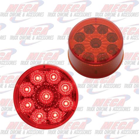 Led 2 9 Diodes Red Reflector Lens Marker Light Meca Truck Chrome