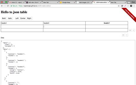 JSON table editor | PitchWall