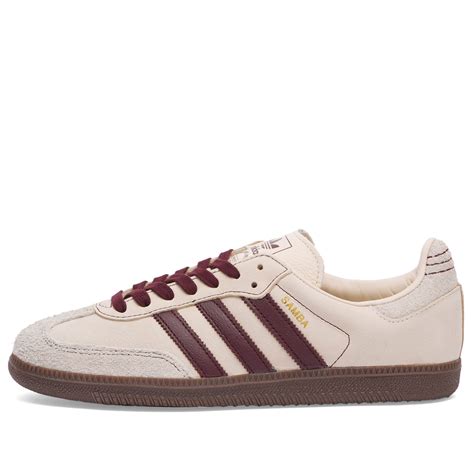 Adidas Samba Og W Wonder White Maroon And Putty Grey End Ar