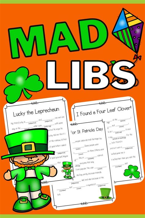 The Mad Libs Worksheet For St Patricks Day With An Image Of A Leprechaun