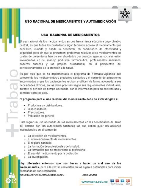 Uso Racional De Medicamentos Y Automedicación Pdf Farmacia