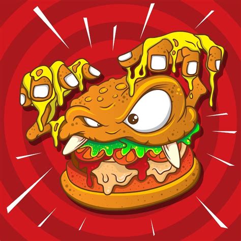 Premium Vector Cartoon Character Burger Monster