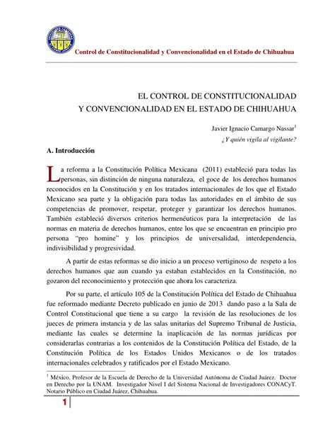 PDF EL CONTROL DE CONSTITUCIONALIDAD Y CONVENCIONALIDAD EN EL ESTADO