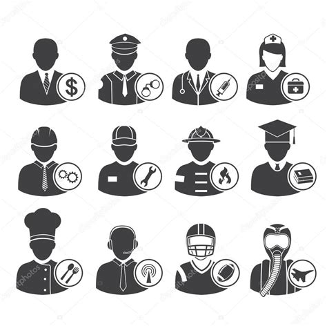 Occupation Icons Set Vector Illustration Stock Vector Image By