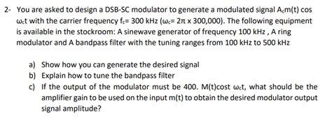 Consider The Following Baseband Message Signals Chegg