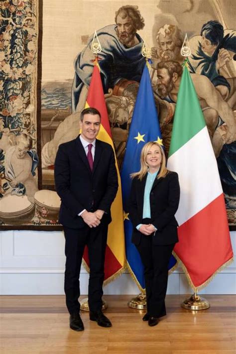 Pedro Sanchez Giorgia Meloni A Palazzo Chigi Dago Fotogallery