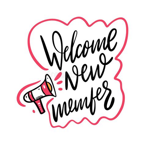 Welcome New Member Hand Drawn Vector Lettering Isolated On Blue