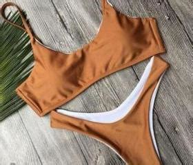 Sexy Solid Color Strap Swimwear Bikini Set On Luulla