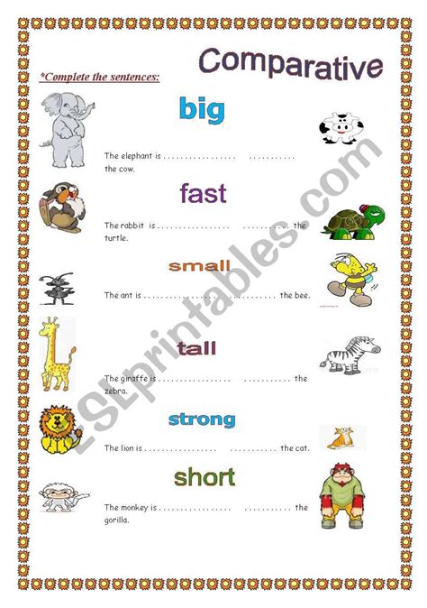 English Worksheets Comparative