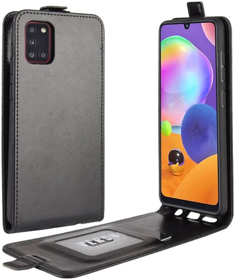 Samsung Galaxy A31 Hoesje Verticale Flip Portemonnee Book Case Zwart