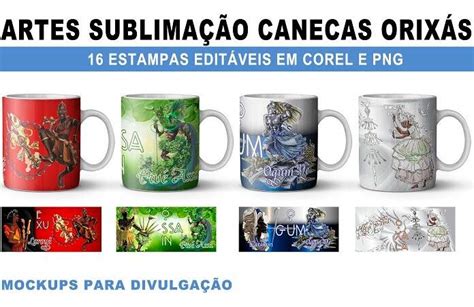 Pack 108 Artes Sublimação Canecas Umbanda Orixás Mockups