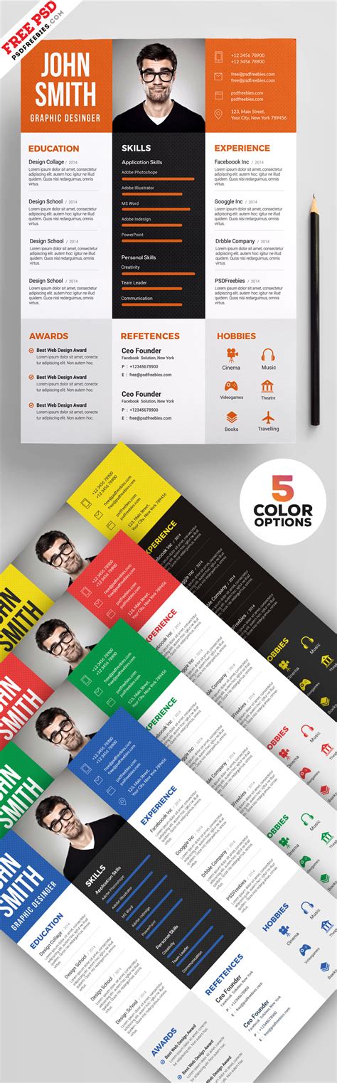 Designer Resume Template Free Psd Bundle Preview Psdfreebies