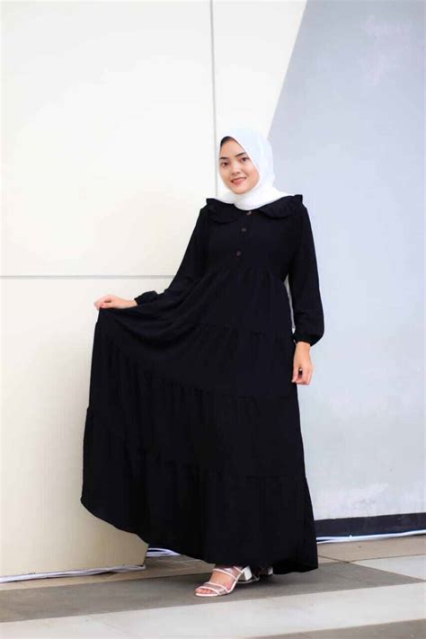 Promo Gamis Dress Kringkel Premium Hitam Terbaru Terlaris Lazada