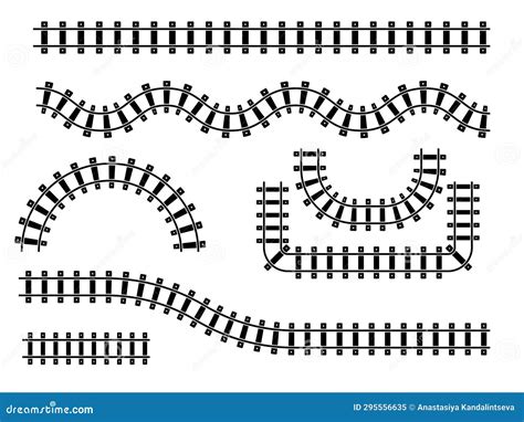 Train Railway Track Elements. Rail Road Map Stock Vector - Illustration ...