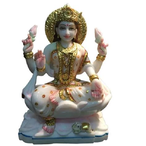 Latest Golden And Pink Painted White Marble Laxmi Statue Price In India