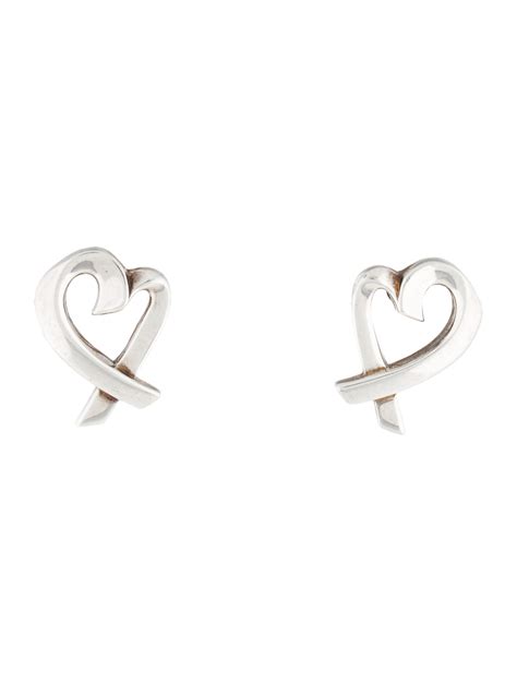 Tiffany Co Loving Heart Earrings Sterling Silver Earclip Earrings