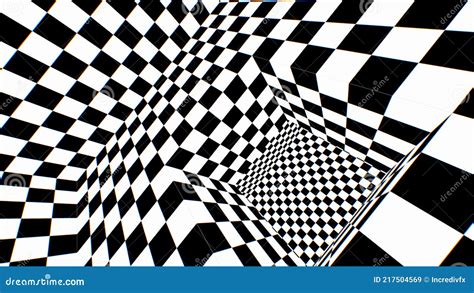 Inside 3d Black And White Checkerboard Optical Illusion Endless Room