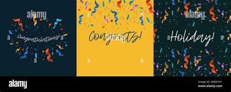 Congratulations Confetti Flat Banner Set Stock Vector Image And Art Alamy