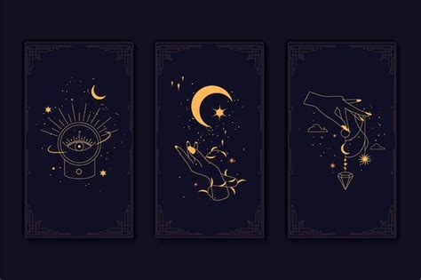 Set Di Carte Dei Tarocchi Mistici Elementi Di Simboli Esoterici Occulti