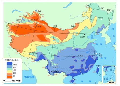 中国降水量分布图中季风气候分布图降水量图大山谷图库