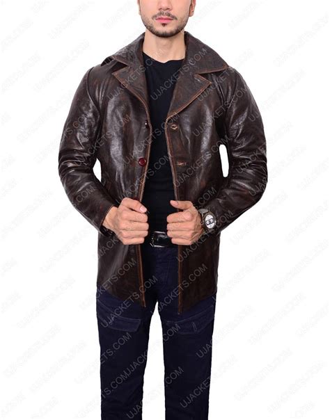 Brown Waxed Leather Jacket For Mens