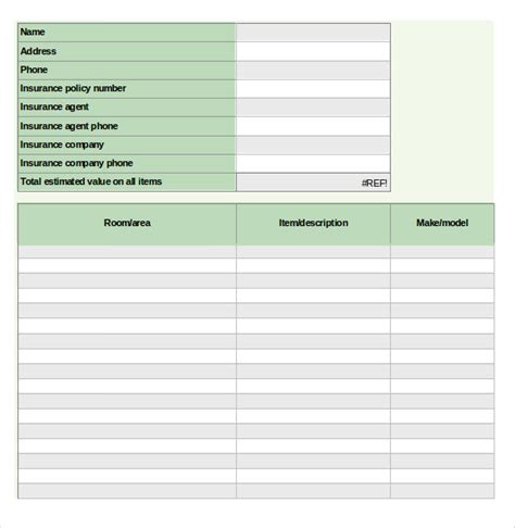 Estate Inventory Worksheets