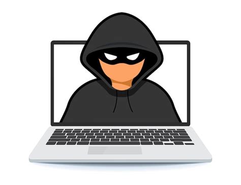 Ataques De Hackers Y Seguridad Web Hacker Ciberdelincuente Con Laptop