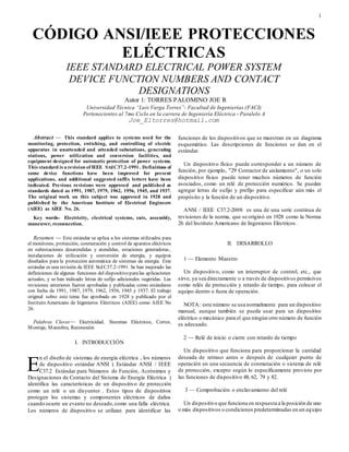 CÓDIGO ANSI IEE PROTECCIONES ELÉCTRICAS PDF