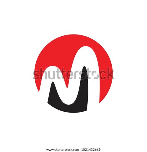 Letter M Curves Negative Space Logo Stock Vector Royalty Free