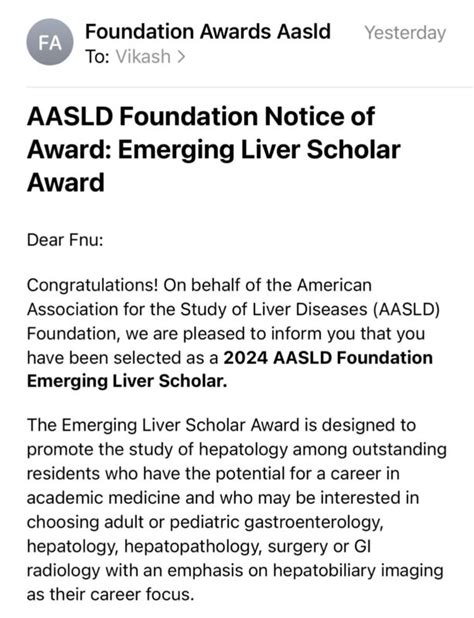 Fnu Vikash Honored To Receive The 2024 Aasld Foundation Emerging Liver