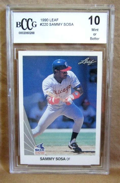 Sammy Sosa Rc Leaf Baseball Card Graded Bccg White Sox Of Rc