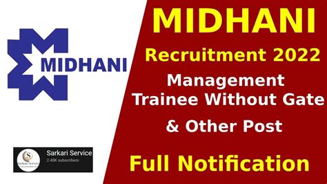 Midhani Latest Vacancy 2022 MIDHANI Recruitment 2022 Without GATE