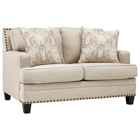 Benchcraft By Ashley Claredon Transitional Loveseat With Nailhead Trim
