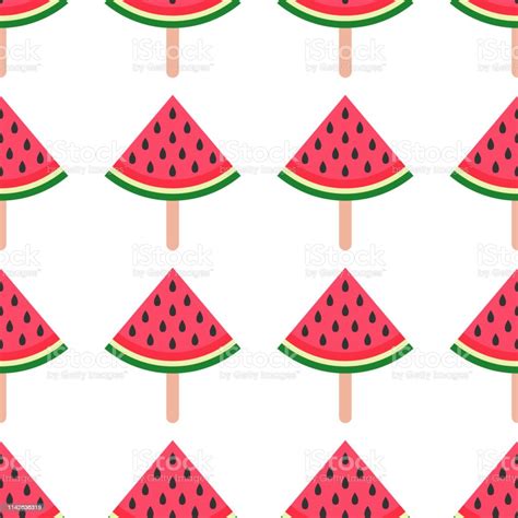 Seamless Background With Watermelon Watermelon On A Stick Vector Illustration A Simple Pattern