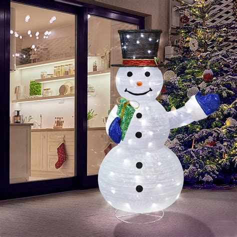 Aonear Lighted Pop Up Outdoor Collapsible Snowman Christmas Decorations